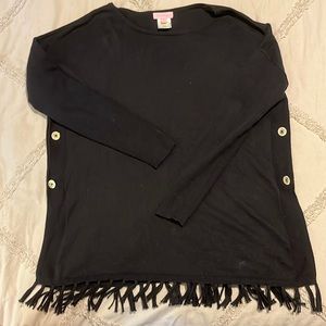 Lilly Pulitzer Fringe Poncho Sweater black size Small
